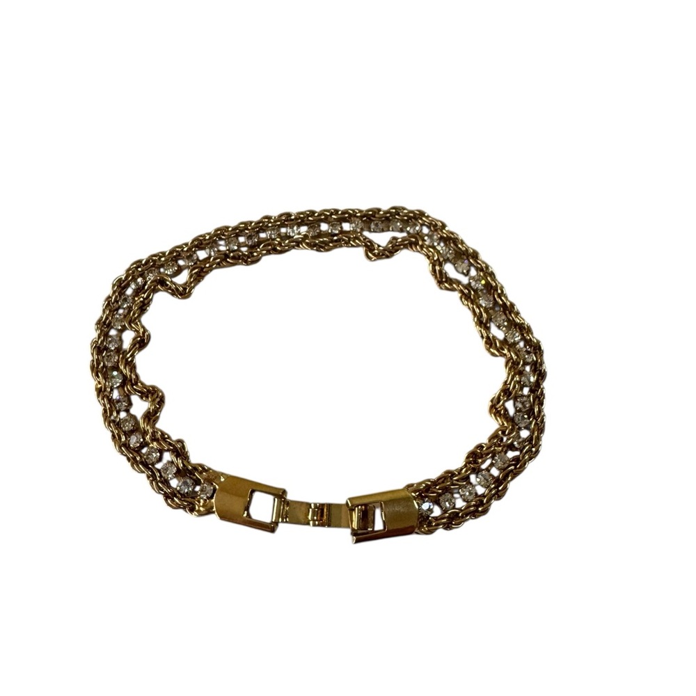 Vintage‎ Gold Tone Chain Fold Over Clasp Bracelet Quiet Luxury Glam Elegant
